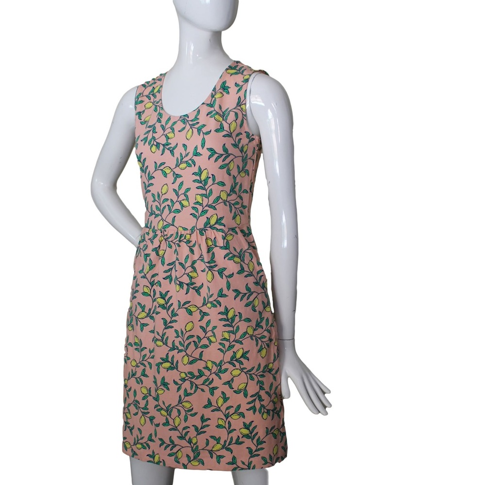 Lands’ End sleeveless knit a-line dress, peach blush lemon